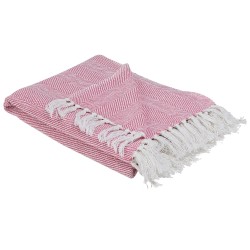 Koc TANGIER Bawełna 130 x 160 cm Różowy Koc TANGIER Bawełna 130 x 160 cm Różowy