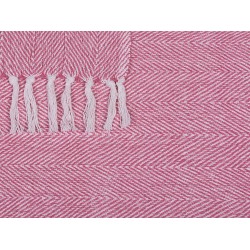 Koc TANGIER Bawełna 130 x 160 cm Różowy Koc TANGIER Bawełna 130 x 160 cm Różowy