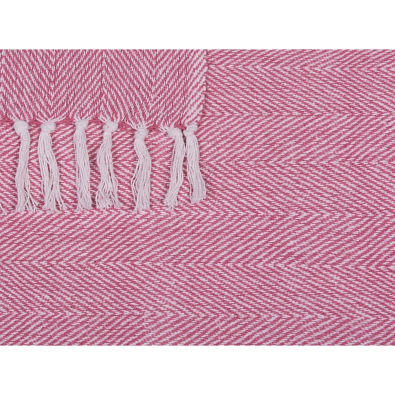Koc TANGIER Bawełna 130 x 160 cm Różowy Koc TANGIER Bawełna 130 x 160 cm Różowy