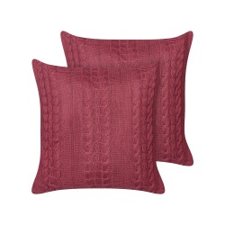 Zestaw 2 poduszek dekoracyjnych CADETIA Bawełna 45 x 45 cm Burgundowy Jednolity Zestaw 2 poduszek dekoracyjnych CADETIA Bawełna 45 x 45 cm Burgundowy Jednolity