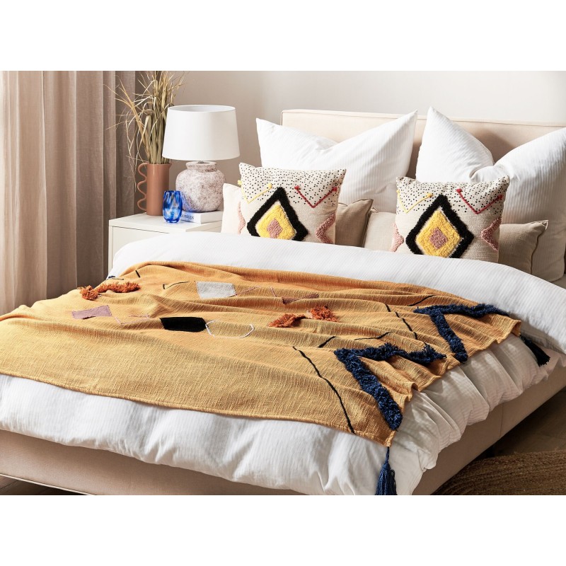 Koc SHIMLA Bawełna 130 x 180 cm Pomarańczowy Koc SHIMLA Bawełna 130 x 180 cm Pomarańczowy