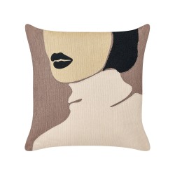 Zestaw 2 poduszek dekoracyjnych SILPHIUM Bawełna 45 x 45 cm Brązowy Wzór abstrakcyjny Zestaw 2 poduszek dekoracyjnych SILPHIUM Bawełna 45 x 45 cm Brązowy Wzór abstrakcyjny