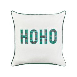 Zestaw 2 poduszek dekoracyjnych JOYCANDY Bawełna 45 x 45 cm Biały Wzór świąteczny Zestaw 2 poduszek dekoracyjnych JOYCANDY Bawełna 45 x 45 cm Biały Wzór świąteczny