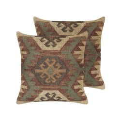 Zestaw 2 poduszek dekoracyjnych CUMBUM Juta 45 x 45 cm Brązowy Wzór orientalny