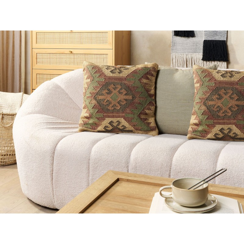 Zestaw 2 poduszek dekoracyjnych CUMBUM Juta 45 x 45 cm Brązowy Wzór orientalny Zestaw 2 poduszek dekoracyjnych CUMBUM Juta 45 x 45 cm Brązowy Wzór orientalny