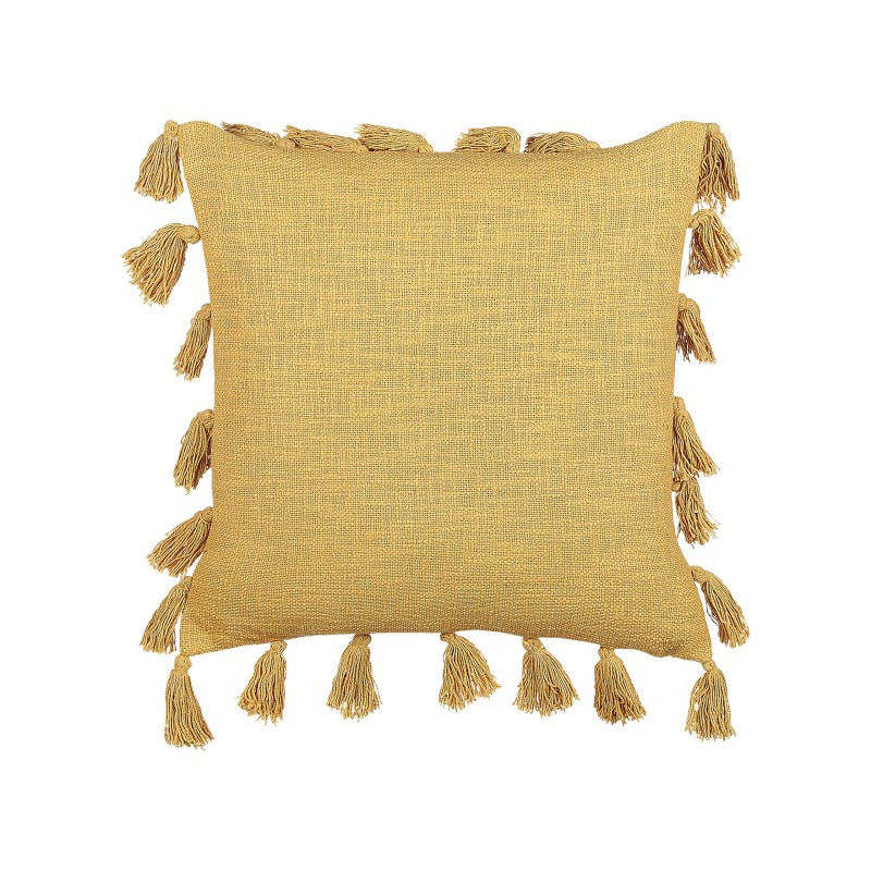 Zestaw 2 poduszek dekoracyjnych LYNCHIS Bawełna 45 x 45 cm Żółty Jednolity Zestaw 2 poduszek dekoracyjnych LYNCHIS Bawełna 45 x 45 cm Żółty Jednolity
