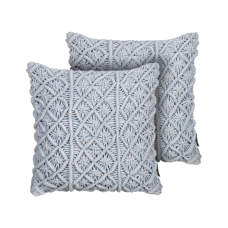 Zestaw 2 poduszek dekoracyjnych GOREME Boucle 45 x 45 cm Niebieski Wzór geometryczny Zestaw 2 poduszek dekoracyjnych GOREME Boucle 45 x 45 cm Niebieski Wzór geometryczny