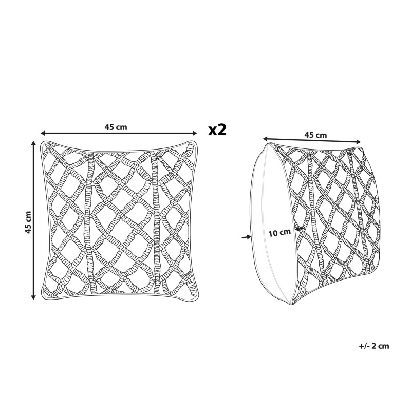 Zestaw 2 poduszek dekoracyjnych GOREME Boucle 45 x 45 cm Niebieski Wzór geometryczny Zestaw 2 poduszek dekoracyjnych GOREME Boucle 45 x 45 cm Niebieski Wzór geometryczny