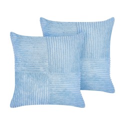 Zestaw 2 poduszek dekoracyjnych MILLET Sztruks 43 x 43 cm Niebieski Wzór geometryczny