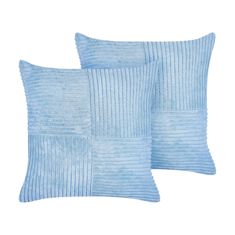 Zestaw 2 poduszek dekoracyjnych MILLET Sztruks 43 x 43 cm Niebieski Wzór geometryczny Zestaw 2 poduszek dekoracyjnych MILLET Sztruks 43 x 43 cm Niebieski Wzór geometryczny