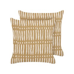 Zestaw 2 poduszek dekoracyjnych SALIX Bawełna 45 x 45 cm Piaskowy W paski