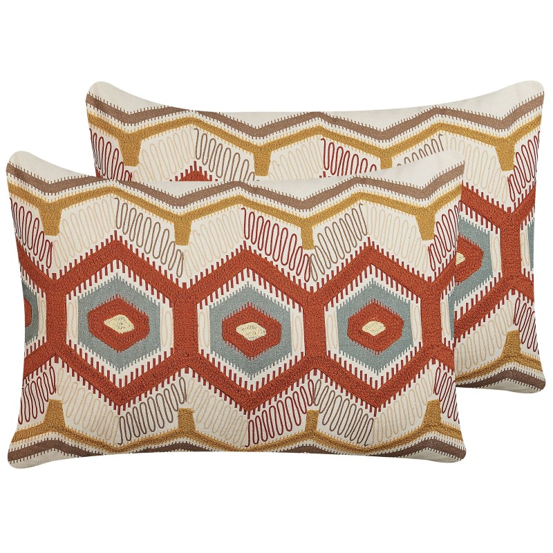Zestaw 2 poduszek dekoracyjnych MAJRA Bawełna 40 x 60 cm Kolorowy Wzór geometryczny Zestaw 2 poduszek dekoracyjnych MAJRA Bawełna 40 x 60 cm Kolorowy Wzór geometryczny