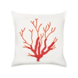 Zestaw 2 poduszek dekoracyjnych CORALIUM Bawełna 45 x 45 cm Biały Wzór roślinny Zestaw 2 poduszek dekoracyjnych CORALIUM Bawełna 45 x 45 cm Biały Wzór roślinny