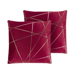 Zestaw 2 poduszek dekoracyjnych PINUS Welur 45 x 45 cm Czerwony Wzór geometryczny