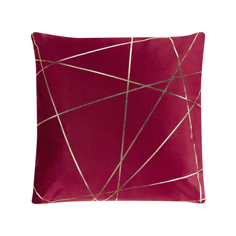 Zestaw 2 poduszek dekoracyjnych PINUS Welur 45 x 45 cm Czerwony Wzór geometryczny Zestaw 2 poduszek dekoracyjnych PINUS Welur 45 x 45 cm Czerwony Wzór geometryczny