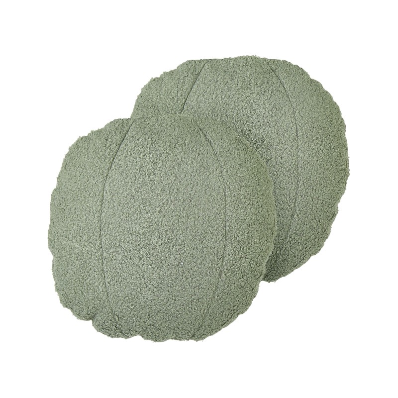 Zestaw 2 poduszek dekoracyjnych RUTABAGA Boucle 30 x 30 cm Zielony Jednolity Zestaw 2 poduszek dekoracyjnych RUTABAGA Boucle 30 x 30 cm Zielony Jednolity