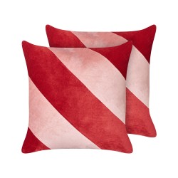 Zestaw 2 poduszek dekoracyjnych BORONIA Bawełna 45 x 45 cm Czerwony Wzór świąteczny