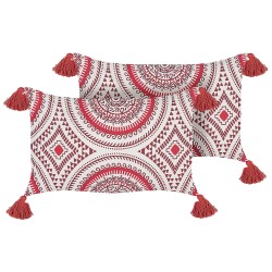 Zestaw 2 poduszek dekoracyjnych ANTHEMIS Bawełna 30 x 50 cm Czerwony Wzór orientalny
