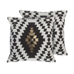 Zestaw 2 poduszek dekoracyjnych COLEUS Bawełna 45 x 45 cm Czarny Wzór geometryczny