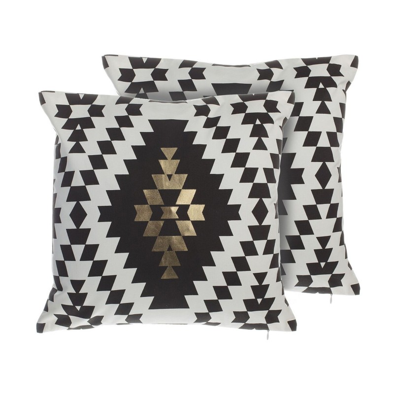Zestaw 2 poduszek dekoracyjnych COLEUS Bawełna 45 x 45 cm Czarny Wzór geometryczny Zestaw 2 poduszek dekoracyjnych COLEUS Bawełna 45 x 45 cm Czarny Wzór geometryczny