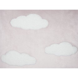 2 welurowe poduszki dekoracyjne haftowane w chmury 45 x 45 cm różowe IPOMEA 2 welurowe poduszki dekoracyjne haftowane w chmury 45 x 45 cm różowe IPOMEA