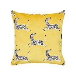 Zestaw 2 poduszek dekoracyjnych ACONITUM Welur 45 x 45 cm Żółty Wzór zwierzęcy Zestaw 2 poduszek dekoracyjnych ACONITUM Welur 45 x 45 cm Żółty Wzór zwierzęcy