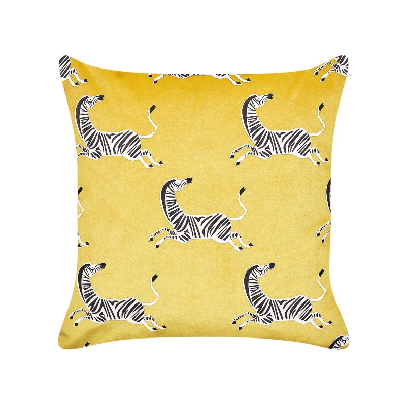 Zestaw 2 poduszek dekoracyjnych ACONITUM Welur 45 x 45 cm Żółty Wzór zwierzęcy Zestaw 2 poduszek dekoracyjnych ACONITUM Welur 45 x 45 cm Żółty Wzór zwierzęcy