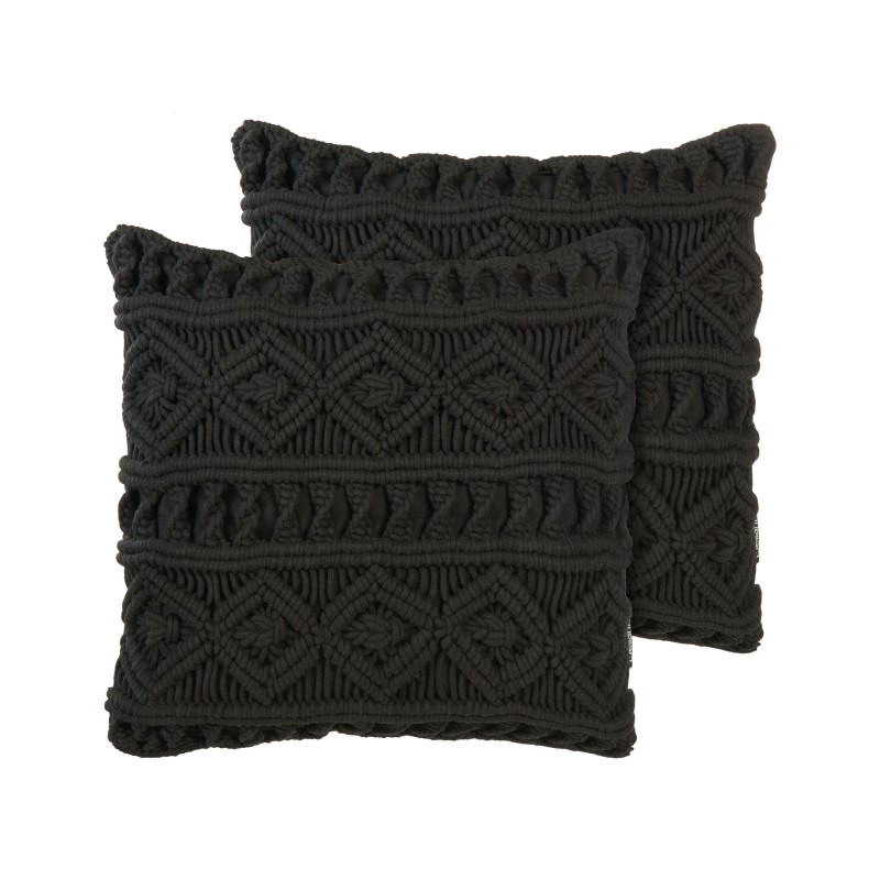 Zestaw 2 poduszek dekoracyjnych MUDANYA Bawełna 45 x 45 cm Czarny Wzór geometryczny Zestaw 2 poduszek dekoracyjnych MUDANYA Bawełna 45 x 45 cm Czarny Wzór geometryczny