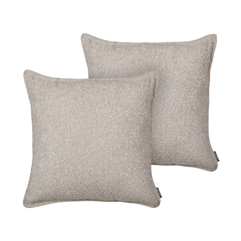Zestaw 2 poduszek dekoracyjnych SENECIA Boucle 45 x 45 cm Beżowy Jednolity Zestaw 2 poduszek dekoracyjnych SENECIA Boucle 45 x 45 cm Beżowy Jednolity