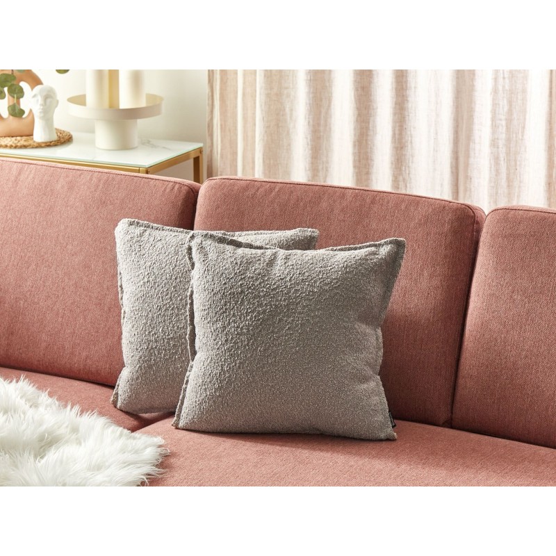 Zestaw 2 poduszek dekoracyjnych SENECIA Boucle 45 x 45 cm Beżowy Jednolity Zestaw 2 poduszek dekoracyjnych SENECIA Boucle 45 x 45 cm Beżowy Jednolity