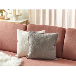 Zestaw 2 poduszek dekoracyjnych SENECIA Boucle 45 x 45 cm Beżowy Jednolity Zestaw 2 poduszek dekoracyjnych SENECIA Boucle 45 x 45 cm Beżowy Jednolity