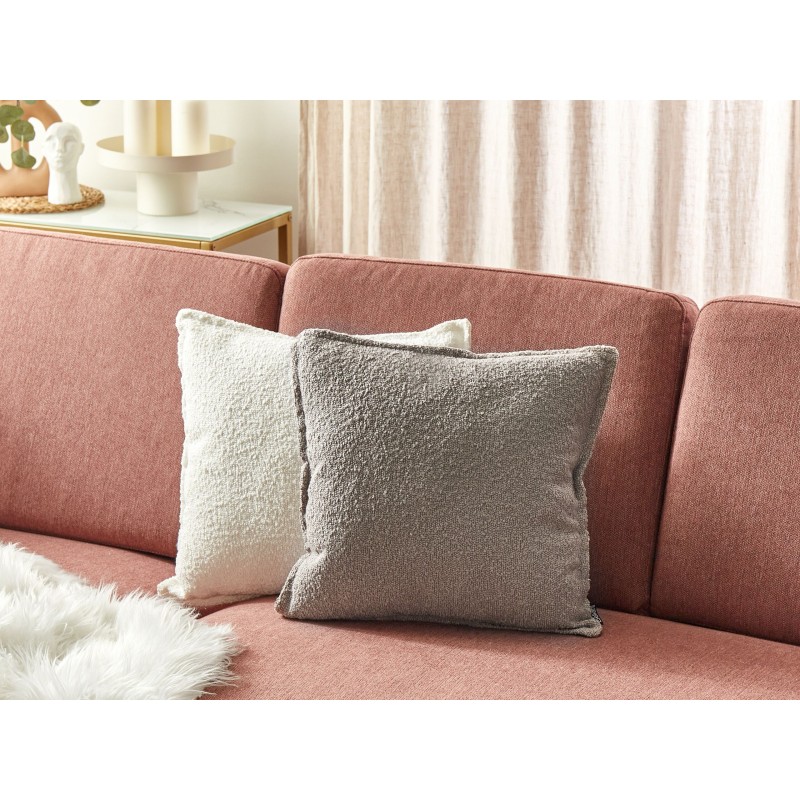 Zestaw 2 poduszek dekoracyjnych SENECIA Boucle 45 x 45 cm Beżowy Jednolity Zestaw 2 poduszek dekoracyjnych SENECIA Boucle 45 x 45 cm Beżowy Jednolity