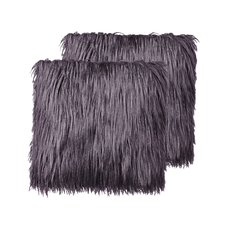 Zestaw 2 poduszek dekoracyjnych COROKIA Sztuczne futro 45 x 45 cm Ciemnoszary Jednolity Zestaw 2 poduszek dekoracyjnych COROKIA Sztuczne futro 45 x 45 cm Ciemnoszary Jednolity