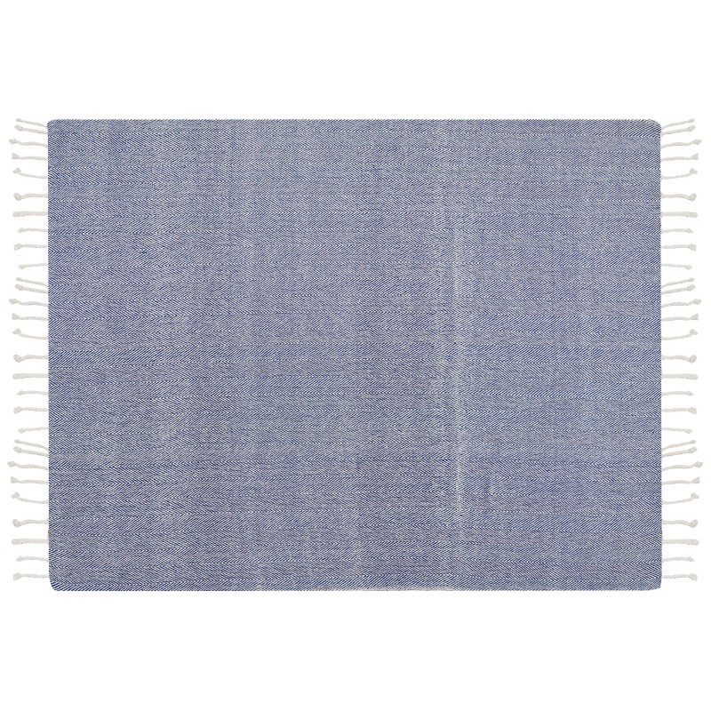 Koc TILMI Bawełna 130 x 160 cm Niebieski Koc TILMI Bawełna 130 x 160 cm Niebieski