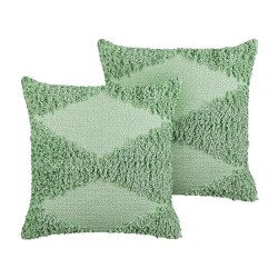 2 poduszki dekoracyjne bawełniane tuftowane 45 x 45 cm zielone RHOEO