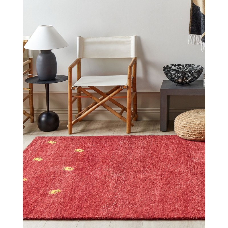 Dywan wełniany gabbeh 160 x 230 cm czerwony YARALI Dywan wełniany gabbeh 160 x 230 cm czerwony YARALI