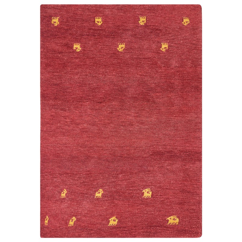 Dywan wełniany gabbeh 160 x 230 cm czerwony YARALI Dywan wełniany gabbeh 160 x 230 cm czerwony YARALI