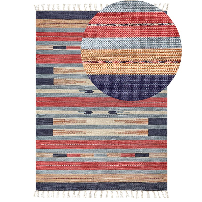 Dywan bawełniany kilim 140 x 200 cm wielokolorowy GANDZAK Dywan bawełniany kilim 140 x 200 cm wielokolorowy GANDZAK
