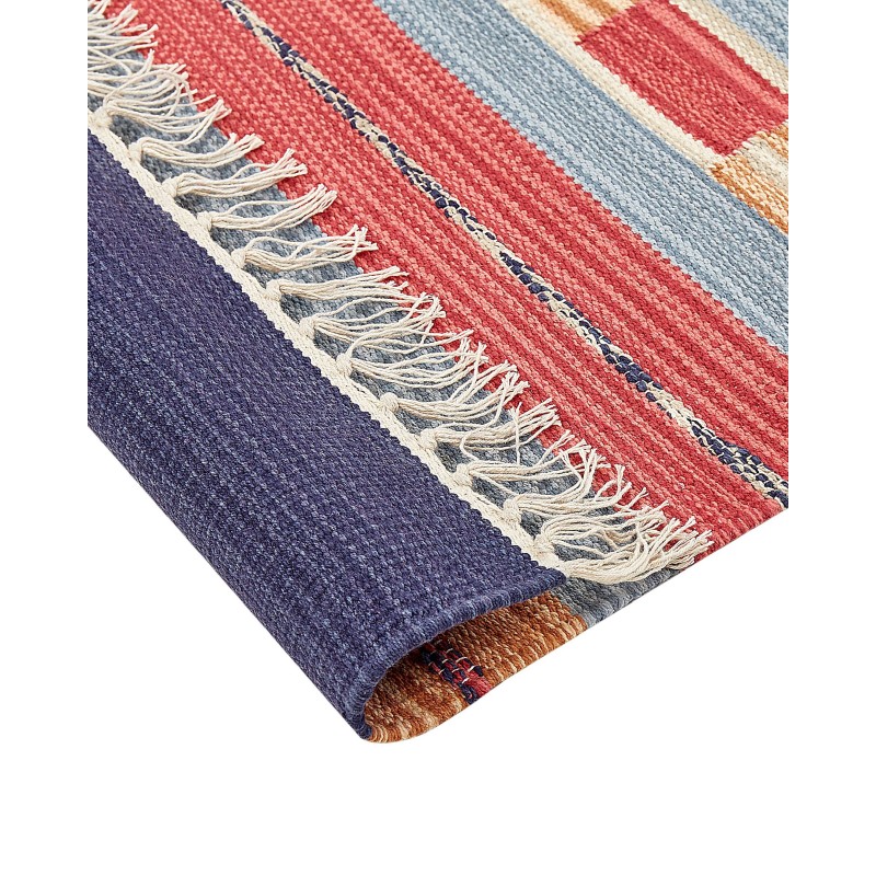 Dywan bawełniany kilim 140 x 200 cm wielokolorowy GANDZAK Dywan bawełniany kilim 140 x 200 cm wielokolorowy GANDZAK