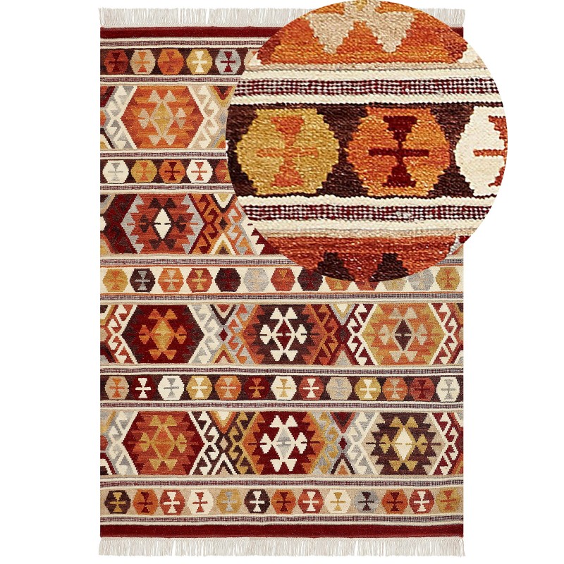 Dywan wełniany kilim 200 x 300 cm wielokolorowy AYGAVAN Dywan wełniany kilim 200 x 300 cm wielokolorowy AYGAVAN