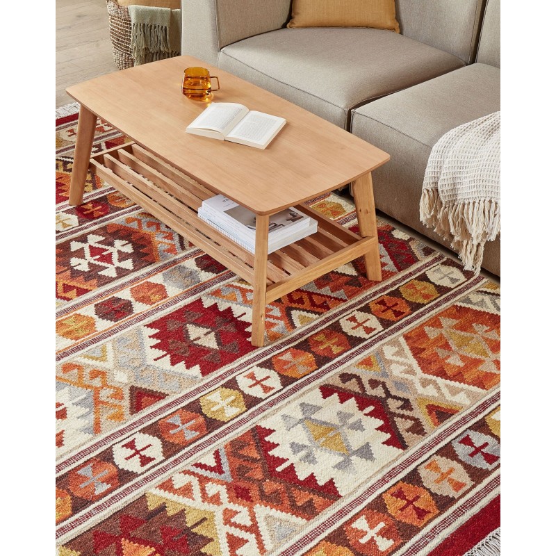 Dywan wełniany kilim 200 x 300 cm wielokolorowy AYGAVAN Dywan wełniany kilim 200 x 300 cm wielokolorowy AYGAVAN