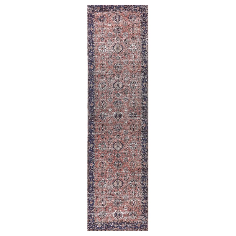Dywan bawełniany 80 x 300 cm czerwono-niebieski KURIN Dywan bawełniany 80 x 300 cm czerwono-niebieski KURIN