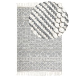 Dywan wełniany ze wzorem geometrycznym 200 x 300 cm beżowo-szary SOLHAN Dywan wełniany ze wzorem geometrycznym 200 x 300 cm beżowo-szary SOLHAN