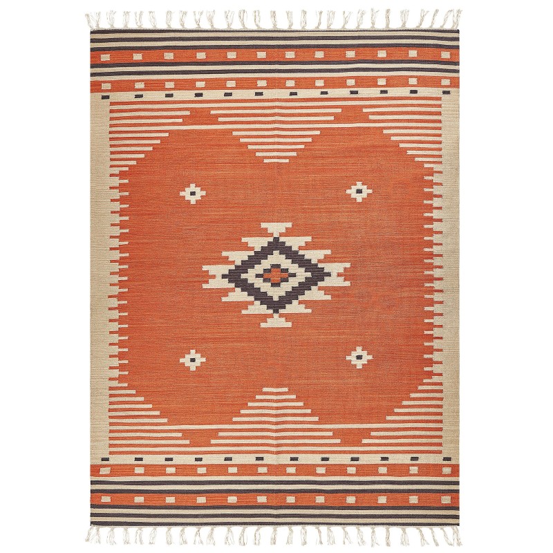 Dywan bawełniany kilim 160 x 230 cm pomarańczowy GAVAR Dywan bawełniany kilim 160 x 230 cm pomarańczowy GAVAR
