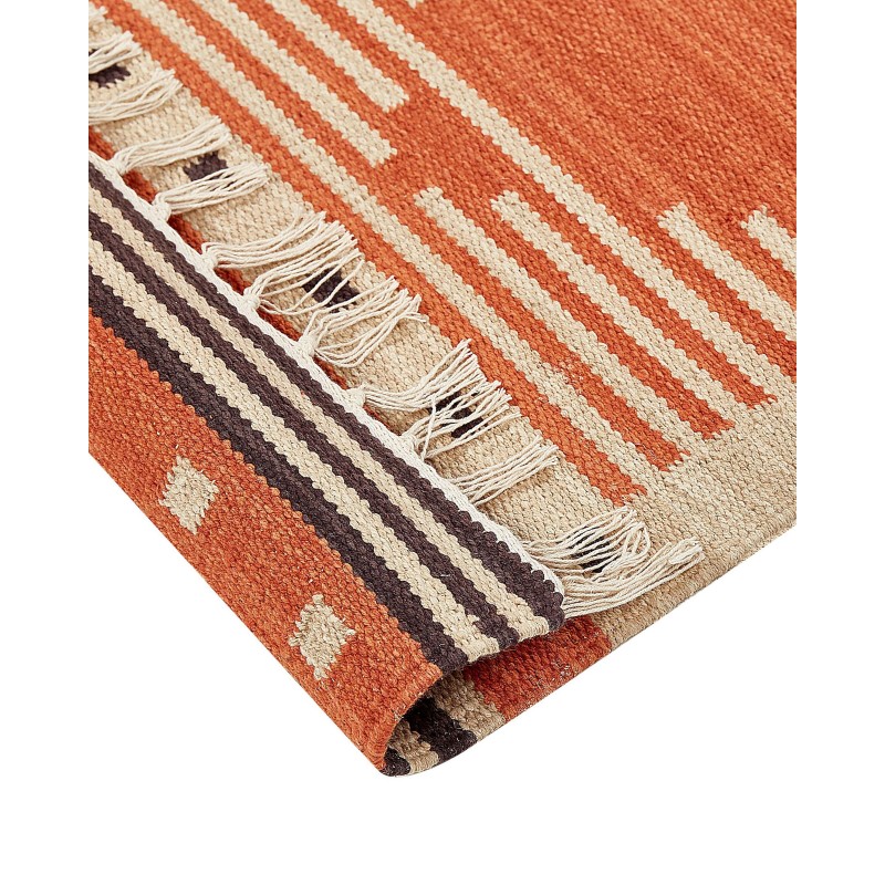 Dywan bawełniany kilim 160 x 230 cm pomarańczowy GAVAR Dywan bawełniany kilim 160 x 230 cm pomarańczowy GAVAR