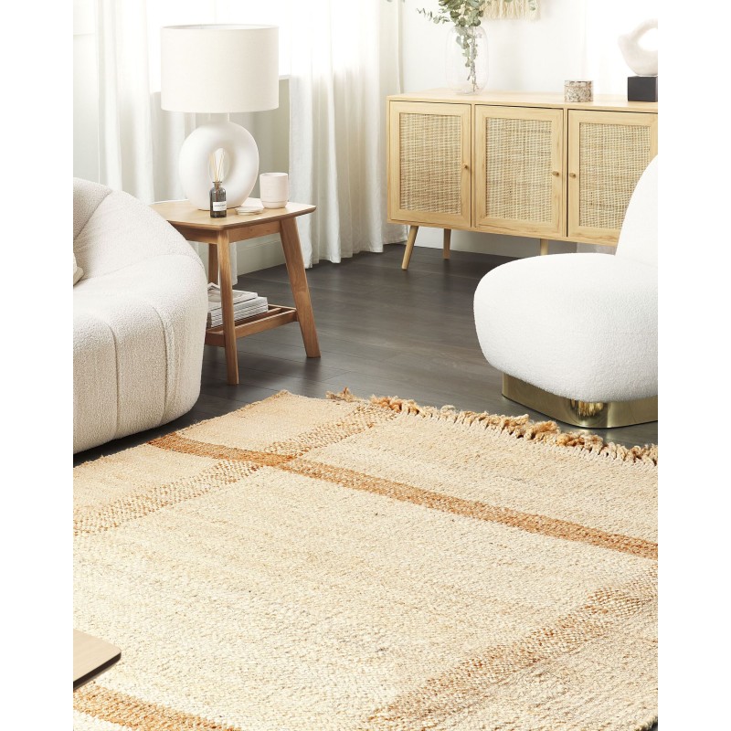 Dywan z juty 160 x 230 cm beżowy YELMEZ Dywan z juty 160 x 230 cm beżowy YELMEZ