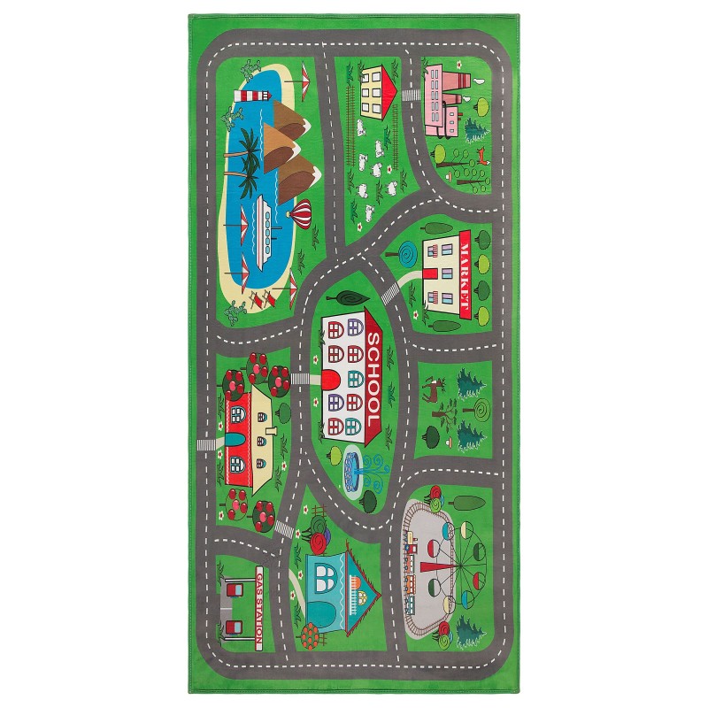 Dywan dziecięcy nadruk z miastem 80 x 150 cm TUTAK Dywan dziecięcy nadruk z miastem 80 x 150 cm TUTAK
