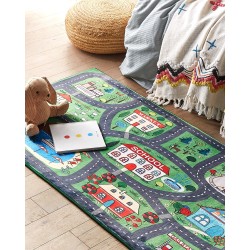 Dywan dziecięcy nadruk z miastem 80 x 150 cm TUTAK Dywan dziecięcy nadruk z miastem 80 x 150 cm TUTAK
