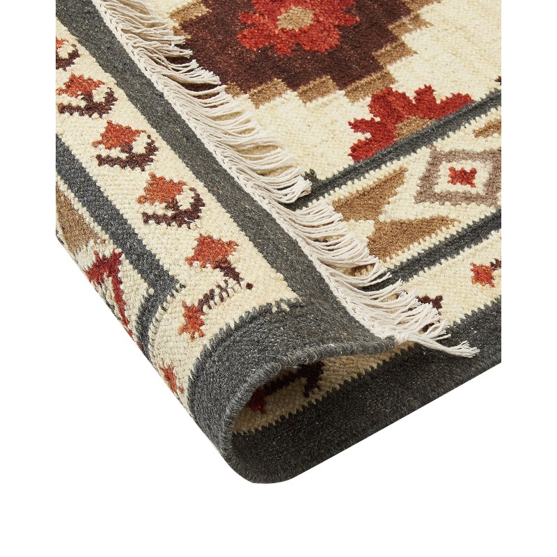 Dywan wełniany kilim 80 x 300 cm wielokolorowy GHUKASAVAN Dywan wełniany kilim 80 x 300 cm wielokolorowy GHUKASAVAN