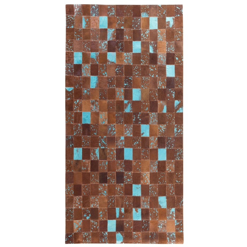 Dywan patchwork skórzany 80 x 150 cm brązowy ALIAGA Dywan patchwork skórzany 80 x 150 cm brązowy ALIAGA